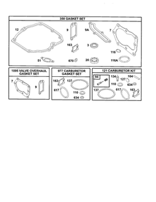 Gasket Set/Kits Diagram and Parts List for 12E800-12E899 0620-0653-0808 Briggs and Stratton Engine